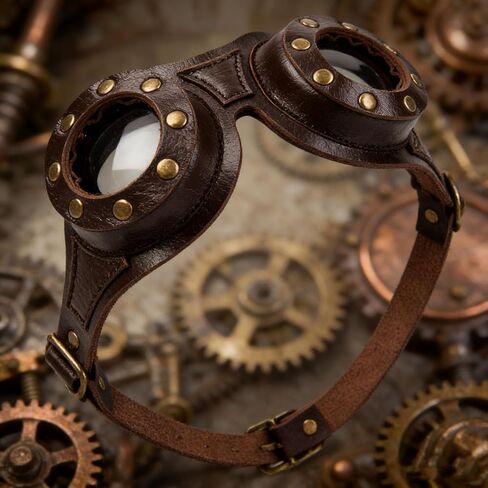 SUMGOGO Steampunk Goggles Rough Glasses Gothic Retro Motorcycle Eyewear Halloween Cosplay Costume Handmade Props Accessory in Saudi Arabia