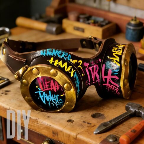 SUMGOGO Steampunk Goggles Rough Glasses Gothic Retro Motorcycle Eyewear Halloween Cosplay Costume Handmade Props Accessory in Saudi Arabia