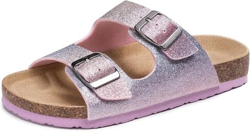 FITORY Boys Girls Glitter Slide Sandals, Cork Slipper with Adjustable Straps for Little Kid/Big Kid in Saudi Arabia