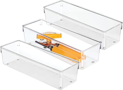 iDesign Plastic Drawer Organizer Bins - Storage for Kitchen, Bathroom, and Desk Drawers - Set of 6 - Clear in Saudi Arabia