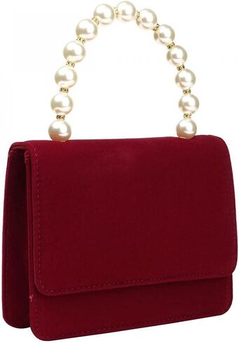 YYW Women Velour Clutch Purses, Elegant Pearl Handbag Evening Clutch Bag for Women Wedding Cocktail Party Clutch Wallets in Saudi Arabia