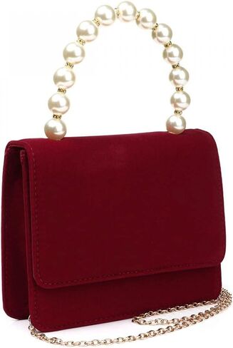 YYW Women Velour Clutch Purses, Elegant Pearl Handbag Evening Clutch Bag for Women Wedding Cocktail Party Clutch Wallets in Saudi Arabia