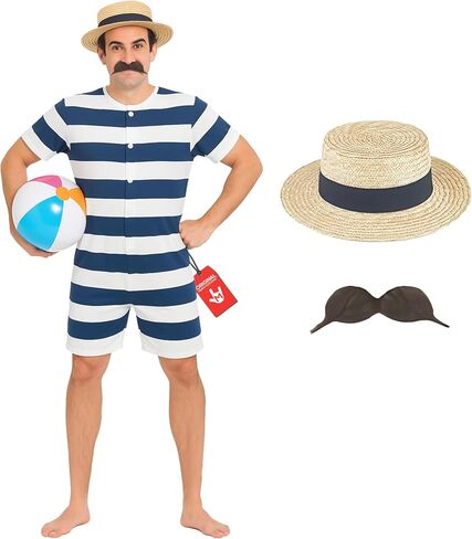 fun shack 1920's Swimsuit for Men, 1920's Bathing Suit Costume, Mens 20's Costume, 1920 Swimsuit Men, 20's Costumes for Men in Saudi Arabia