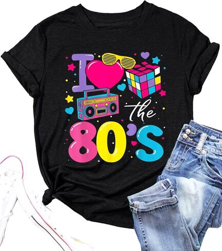 Retro 80s Tshirt for Women Cassette Tape Music Old School Playlist Shirt Vintage Graphic Tees Casual Loose Tops in Kuwait