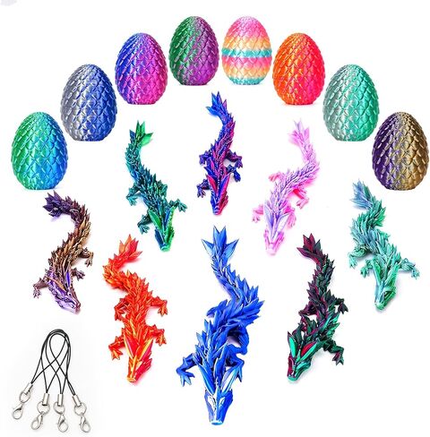 8 Pcs 3D Printed Dragon with Dragon Inside, Crystalynx Dragon Egg Fidget Toy, Cool Articulated Fidget Toys for Kids Age 4-6 6-8 8-10, Unique Executive Desk Toys for Dragon Birthday Party Decorations in Saudi Arabia