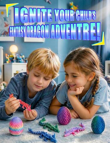 8 Pcs 3D Printed Dragon with Dragon Inside, Crystalynx Dragon Egg Fidget Toy, Cool Articulated Fidget Toys for Kids Age 4-6 6-8 8-10, Unique Executive Desk Toys for Dragon Birthday Party Decorations in Saudi Arabia