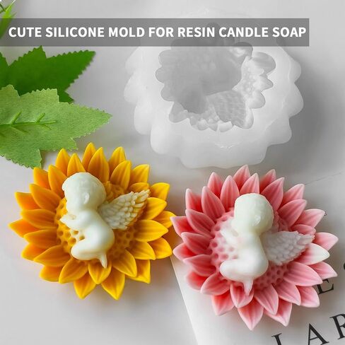 Baby Shower Silicone Soap Molds, Baby in Rose Shape Candle Molds for Candle Making, Cute 3D Fondant Chocolate Cake Decor Molds, DIY Heart Floral Resin Wax Plaster Polymer Clay Art Craft in Saudi Arabia