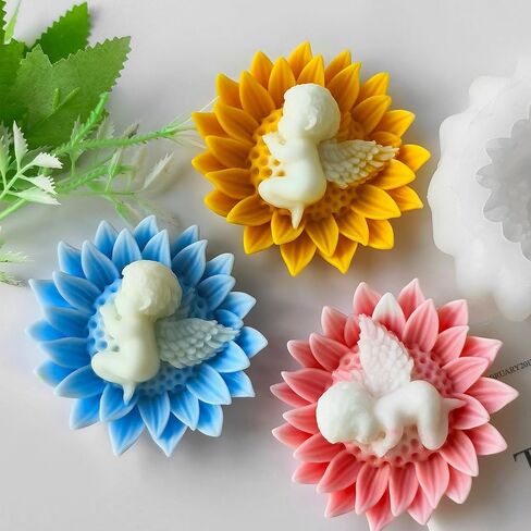 Baby Shower Silicone Soap Molds, Baby in Rose Shape Candle Molds for Candle Making, Cute 3D Fondant Chocolate Cake Decor Molds, DIY Heart Floral Resin Wax Plaster Polymer Clay Art Craft in Saudi Arabia