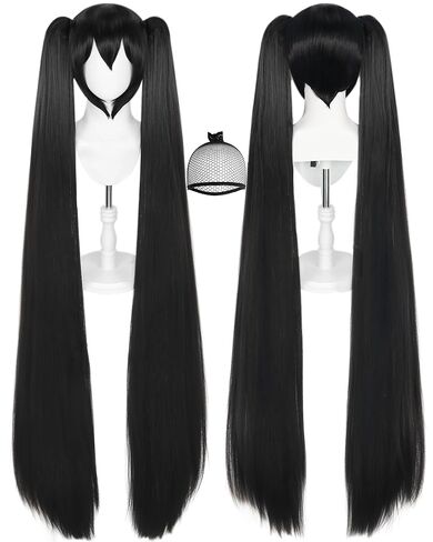 JoneTing 120CM/47inches Green Wig【+Wig Cap】 Long Green Wig with 2 Ponytails for Women Long Straight Wigs with Bangs Green Wigs for Cosplay Wig Synthetic Hair for Halloween Christmas Party in Kuwait