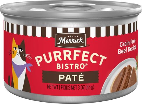 Merrick Purrfect Bistro Grain Free Premium Soft Pate Pate Cat Cat Food ، وصفة من البروتين عالية البروتين - (حزمة 24) 3 أوقية. علب in Kuwait