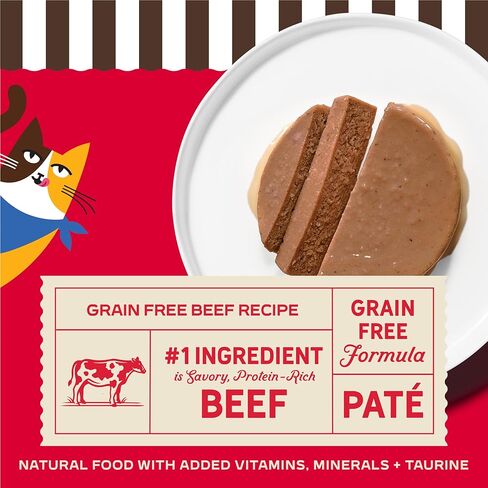 Merrick Purrfect Bistro Grain Free Premium Soft Pate Pate Cat Cat Food ، وصفة من البروتين عالية البروتين - (حزمة 24) 3 أوقية. علب in Kuwait