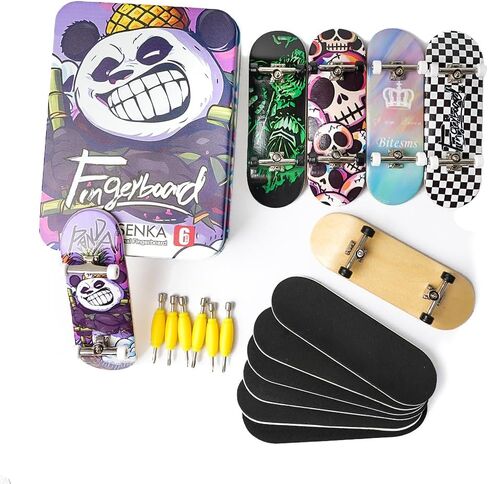 6 PCS Pro 32mm Fingerboard Wooden Board Professional Mini Finger Skateboard Set of 6 (6pcs) in Saudi Arabia