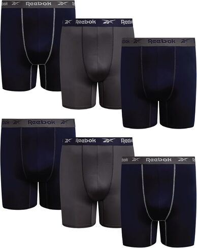 Reebok Men's Boxer Briefs - 6 Pack Breathable Long Performance Boxers for Men - Big and Tall Men's Underwear (2XL-4XL) in Saudi Arabia