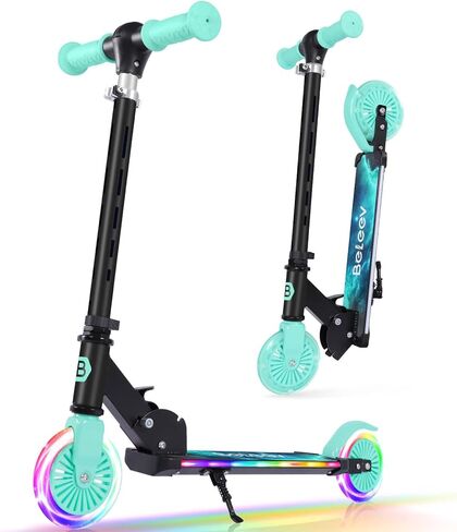 BELEEV V3 Scooter for Kids with Light-Up Wheels & Stem & Deck, 2 Wheel Folding Scooter for Girls Boys, 4 Adjustable Height, Lightweight Kick Scooter with Handy Kickstand for Children Ages 3-12 in Saudi Arabia