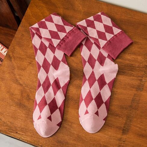 البنفسجي ضباب مضحك Argyle جوارب طويلة إلى الركب للنساء الفتيات الجدة الملونة Argyle منقوشة الركبة عالية أنبوب جوارب رياضية هدية in Kuwait