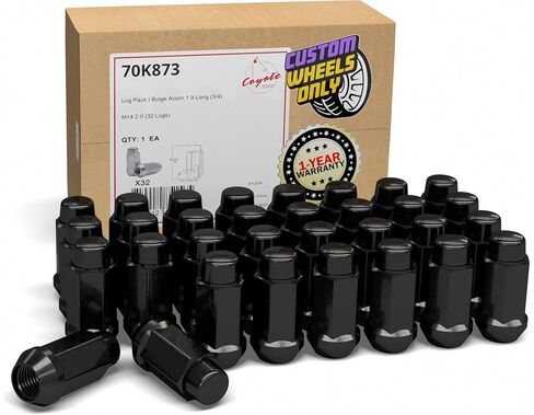 Wheel Accessories Parts 32 Pcs M14 x 2 14 x 2 Thread Bulge Acorn 1.90" Long Lug Nuts Black Chrome 3/4" 19mm Hex Fits 2000-02 Ford Excursion 1999-2003 F250 F350 Super Duty in Saudi Arabia