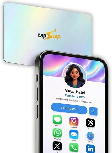 Digital Business Card - No Subscription - Tap to Share - Smart NFC/QR - Custom Business Card - iPhone & Android (White) in Kuwait