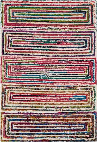 سجادة عداء من مجموعة SAFAVIEH Nantucket - 2'3" x 6'، عاجية، مصنوعة يدويًا من القطن والصوف التجريدي بوهو، مثالية للمناطق ذات حركة المرور العالية في غرفة المعيشة وغرفة النوم (NAN604A) in Kuwait