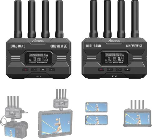 Accsoon CineView SE Wireless Video Transmitter Receiver, HDMI SDI Dual-Band Transmission, Range of 1200 ft/350m,Latency 0.05s&1080P HD Video, Support 4 Devices, Compatible with CineView 2 SDI/HE/Quad in Saudi Arabia