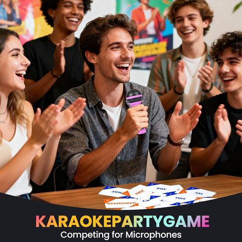 Mic misheard Music Trivia Card Game, Karaoke Party Game for 2-10 Players, Music Card Games with 250 Lyrics (125 Cards) for Family and Adult Christmas & Birthday Gifts in Saudi Arabia