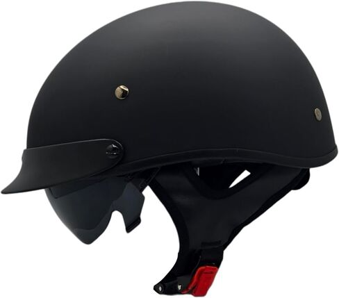 Vega Helmets Warrior Motorcycle Half Helmet with Sunshield for Men & Women, Adjustable Size Dial DOT Half Face Skull Cap for Bike Cruiser Chopper Moped Scooter ATV (Large, Matte Black) in Saudi Arabia