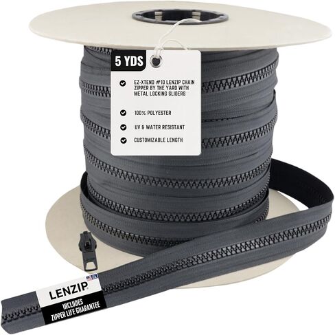ez-sptend #10 Lenzip Chain Vislon Zipper بواسطة الفناء مع قفل المتزلجون. وسائد القوارب ، وأكياس الخمشة ، وحزم الظهر ، والخياطة ، والاستبدال السوستة (10 ياردة و 8 سحب واحدة) in Saudi Arabia