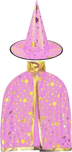 3pcs Wizard Costume Kids - Witch Cape Wizard Hat & Pumpkin Bag, Ages 3-10 Halloween Cape for Party Cosplay Outfit in Saudi Arabia