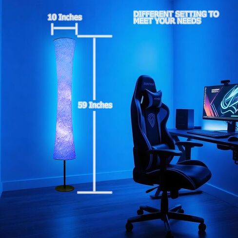 مصباح أرضي ذكي من AKT LIGHTING، مصباح LED متغير اللون RGB، مصباح أرضي حديث للتحكم في التطبيق مع وضع DIY ومزامنة الموسيقى، مصباح قائم مع غطاء من القماش الأبيض لغرفة المعيشة وغرفة النوم وغرفة اللعب in Kuwait