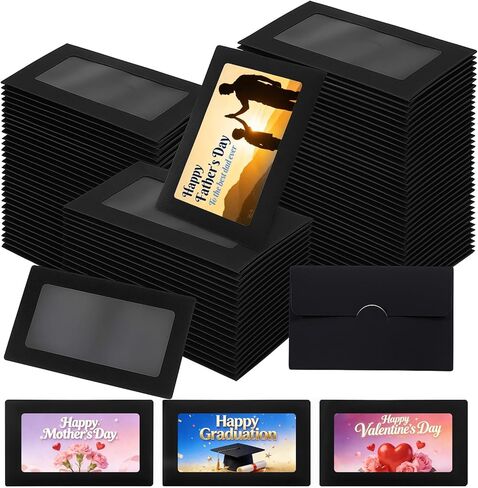 أظرف بطاقة هدايا 300pcs Kraft ، 3.9 '' × 2.4 بوصة الأكمام بطاقة الهدايا السود in Saudi Arabia