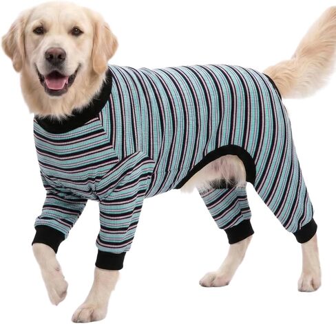 Lovinpet Big Dog Pajamas ، قميص الكلب من القطن البني والخضراء ، توقف عن التخلص من الكلاب ، بيجامات الحيوانات الأليفة للكلاب ، حماية الأشعة فوق البنفسجية ، ملابس Pitbull ، Pet PJ's ، L. in Saudi Arabia