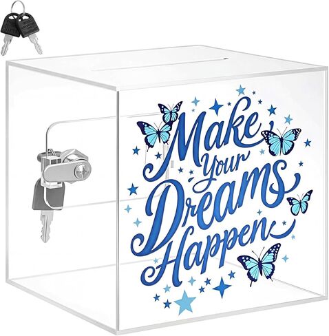صندوق Honeydak Travel Bank Clear Piggy Bank مع قفل و Clear Acrylic Money Saving Box for Cash Coins Money Real (5.9 بوصة) in Kuwait