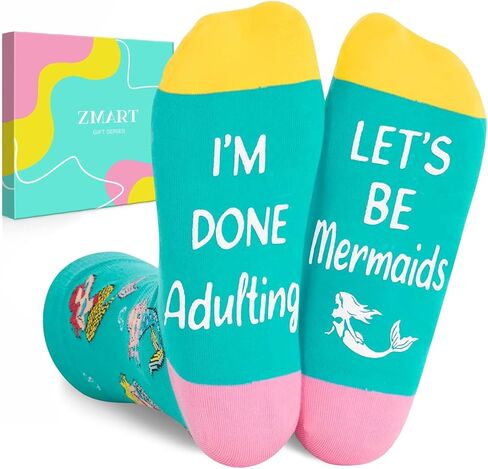 Zmart Crazy Silly Funny Socks for Women Men Teens, Mermaid Ocean Marine Gifts, Animal Lover Gifts, Mermaid Socks Ocean Marine Animal Socks in Kuwait