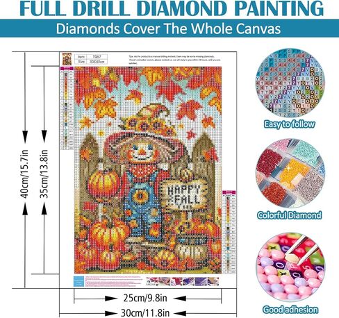 Fall Gnome Pumpkin Mushroom Diamond Painting Kits for Adults, 5D Diamond Art Kits for Adults Beginners, DIY Full Round Drill Diamond Dot Painting Gem Art Kits for Adult, Home Wall Decor 13.8x13.8 Inch in Saudi Arabia