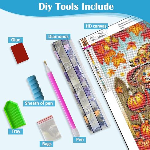 Fall Gnome Pumpkin Mushroom Diamond Painting Kits for Adults, 5D Diamond Art Kits for Adults Beginners, DIY Full Round Drill Diamond Dot Painting Gem Art Kits for Adult, Home Wall Decor 13.8x13.8 Inch in Saudi Arabia
