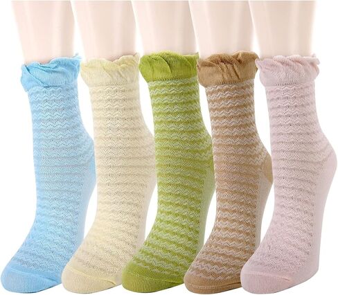 جوارب نسائية مكشكشة من Benefeet Sox جوارب طاقم رائعة رائعة جوارب فستان مكشكش جوارب بناتي بزخرفة الخس جوارب عالية للكاحل in Saudi Arabia