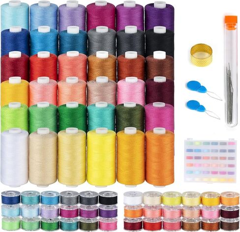 ilauke 72pcs Sewing Thread Kit with Prewound Bobbins - 36 Colors 550 Yard Thread for Sewing + 36 Color-Matched 50 Yard Bobbins, Ideal for Sewing Supplies and Home Crafting in Saudi Arabia