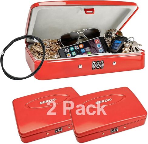 Sepox® Water/Portable Security Case Case Case Box ، خزانة تخزين آمنة للسفر الشخصية للبند الصغير ، كابل 3 أقدام ، قفل مزيج Ressetable للسيارة ، السيارة ، الرياضة ، المكتب. البحر الأزرق in Saudi Arabia