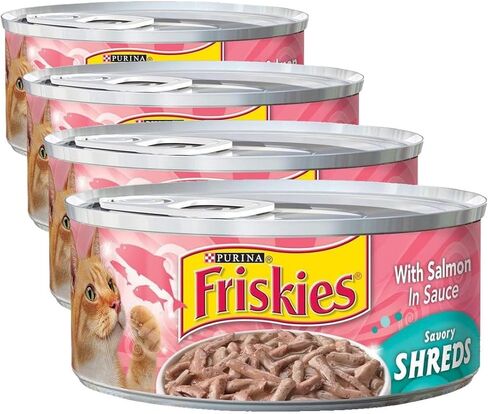 Friskies Wet Cat Food ، أجسام لذيذة مع سمك السلمون في الصلصة ، 5.5 أوقية العلبة (حزمة 4) in Saudi Arabia