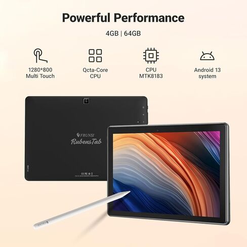 Frunsi Drawing Tablet, Standalone Drawing Tablets with Screen, No Computer Needed, Octa-core CPU, 10 inch FHD Display, Android 12, 4GB/64GB, SD Card Slot, Portable Drawing Tablets for Digital Artwork in Saudi Arabia