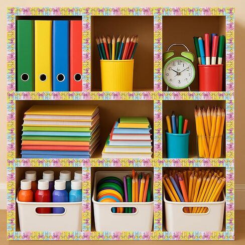 65.6Ft Back to School Bulletin Board Border, 2 Rolls Rainbow Pencil Crayon Trim Border Non-Stick Colorful Border Roll for Classroom Chalkboard Bulletin Board Wall Window Door Decor in Saudi Arabia