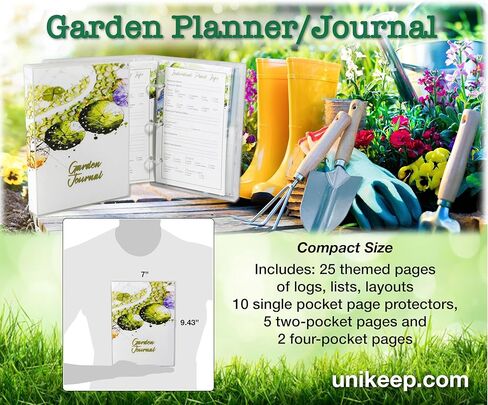 UniKeep Garden Planner and Track Journal مع 25 صفحة من القوائم والسجلات والتخطيطات. تتضمن أيضًا 17 صفحة بلاستيكية مع جيوب لتخزين الأشياء الصغيرة in Saudi Arabia