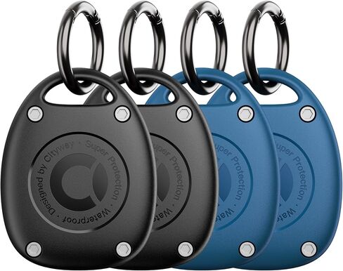 (4 Pack) for AirTag Keychain Holder Case | IPX8 Waterproof, Ultra-Compact | Portable for Air Tag Holder Cover for Backpack, Keys, Luggage - Black in Kuwait