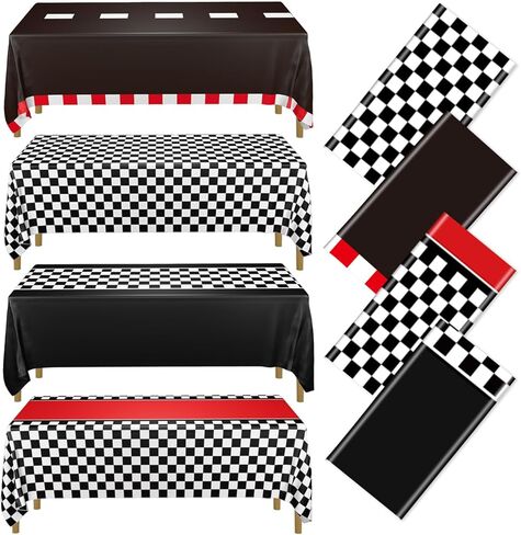 4 PCS Racing Car Tableroths - مقاطع طاولة مستطيلة مستطيلة للسباق للسباق لحفلات سيارات اللوازم أولاد دش الطفل ، 51 × 86 '' in Saudi Arabia