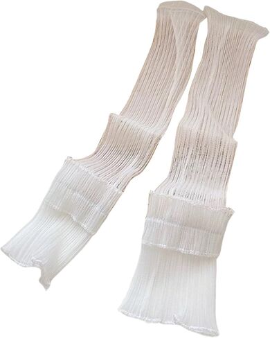 GORGLITTER Women's Mesh Sheer Ruched Arm Sleeves Ruffle Hem Gloves in Kuwait
