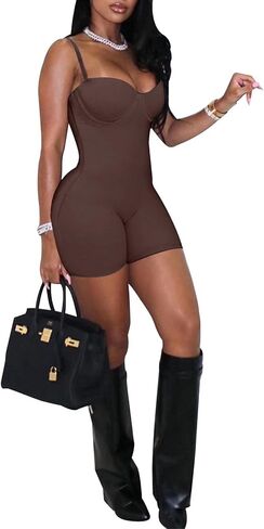 acelyn Women's Sexy Sleeveless Jumpsuits Bodycon Rompers Y2k Bodysuit Club Outfits in Kuwait