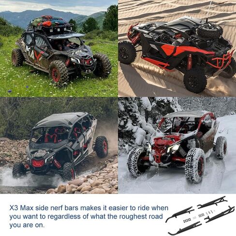 ELITEWILL Maverick X3 Max Rock Sliders Side Nerf Bars 4 مقاعد شجرة كيكرز مناسبة لـ 2017-2024 Can-Am Maverick X3 Max استبدال OEM #715003730 وOEM #715003888 in Kuwait