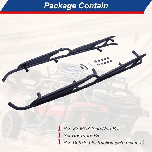 ELITEWILL Maverick X3 Max Rock Sliders Side Nerf Bars 4 مقاعد شجرة كيكرز مناسبة لـ 2017-2024 Can-Am Maverick X3 Max استبدال OEM #715003730 وOEM #715003888 in Kuwait