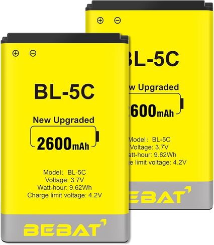 BEBAT (2 Pcs) BL-5C Battery, 3.7V 1800mAh Rechargeable BL-5C Battery Suitable for Household Radio, Nokia with Current Protection in Saudi Arabia