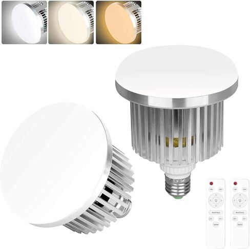 Emart Professional Photography Remote Control LED Light Bulb, Adjustable Color Temperature 3000k to 5500k Lighting Photo Studio Lamp with 3 Light Modes and 10 Brightness Levels - 2 pcs in Saudi Arabia