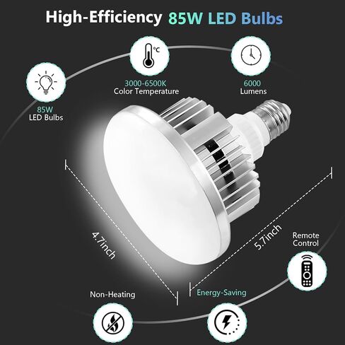 Emart Professional Photography Remote Control LED Light Bulb, Adjustable Color Temperature 3000k to 5500k Lighting Photo Studio Lamp with 3 Light Modes and 10 Brightness Levels - 2 pcs in Saudi Arabia